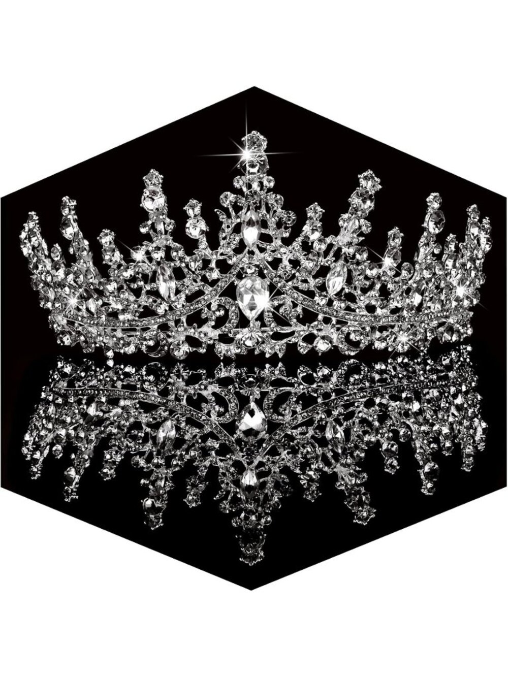 Women's Silver Crystal Tiara Crown For Bride Princess Prom Pageant Headpiece